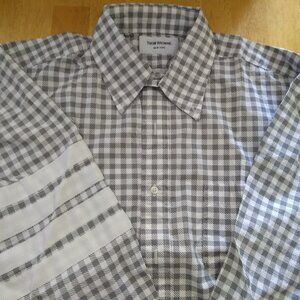 New Thom Browne Gray White Check TB4 16-35 Large